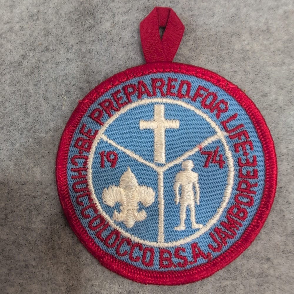 1974 Choccolocco BSA Jamboree Patch Be Prepared For Life Scout Red Blue - Picture 1 of 2